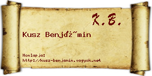 Kusz Benjámin névjegykártya